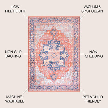 Maris Ornate Medallion Washable Area Rug